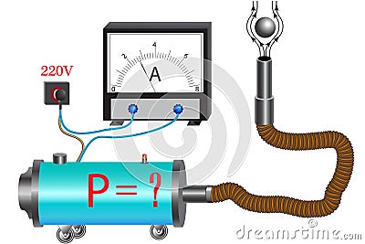 The physical task for studying the topic of Ohm`s laws for an electrical circuit Vector Illustration